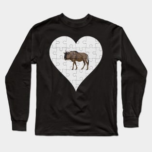 Jigsaw  Wildebeest Heart Design - Wild Animal Wildebeest Long Sleeve T-Shirt